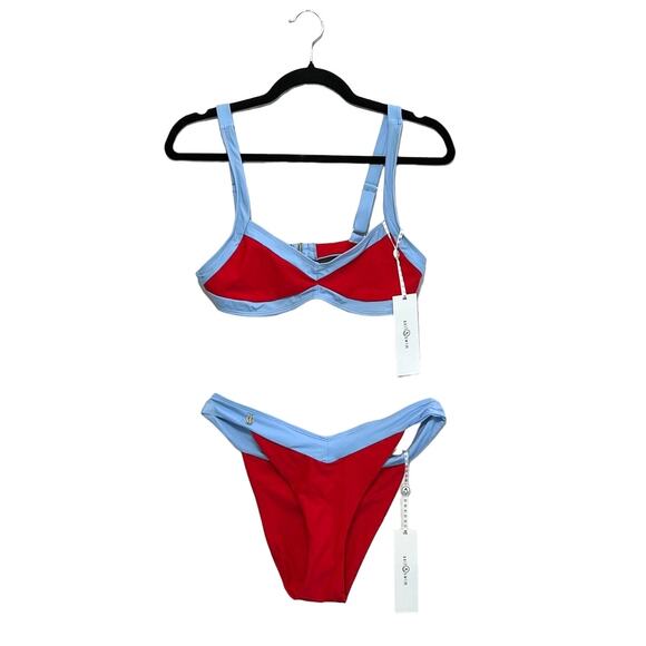 Axil Swim Venus Venere 2 Piece Bikini Set NWT Womens Sz M/L Red Blue Lightweight - Picture 1 of 7